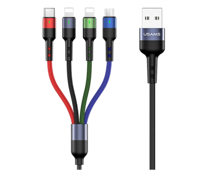 Kabel USAMS Kabel pleciony U26 4w1 3m 2A (2xlightning/microUSB/USB-C)